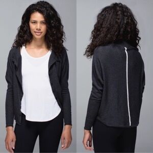 Lululemon After Class Cardigan Heathered Black / Heathered White Sz 6